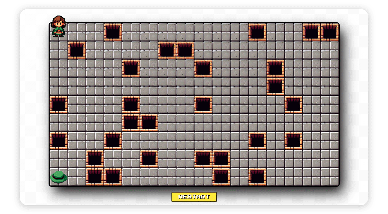 O cenário é gerado automaticamente e aleatoriamente a cada início de jogo